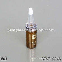 5ml brown injection vials, penicillin glass bottle with conic dropper, golden stamping
